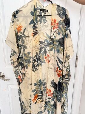 Modena Cover Up Cardigan Kimono Sheer lightweight floral- One Size